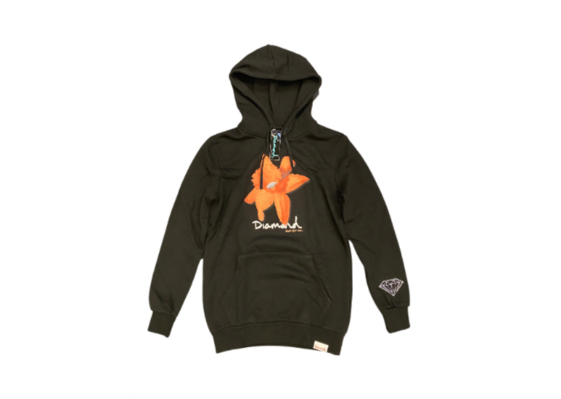 Diamond Supply Co. Orange Flower Black Hoodie