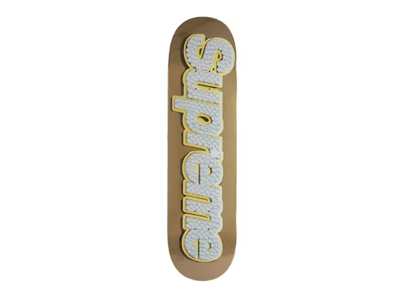 Supreme Bling Box Logo Skateboard Deck Gold